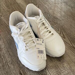 Reebok Classic Vegan White Sneakers with Blue Accents